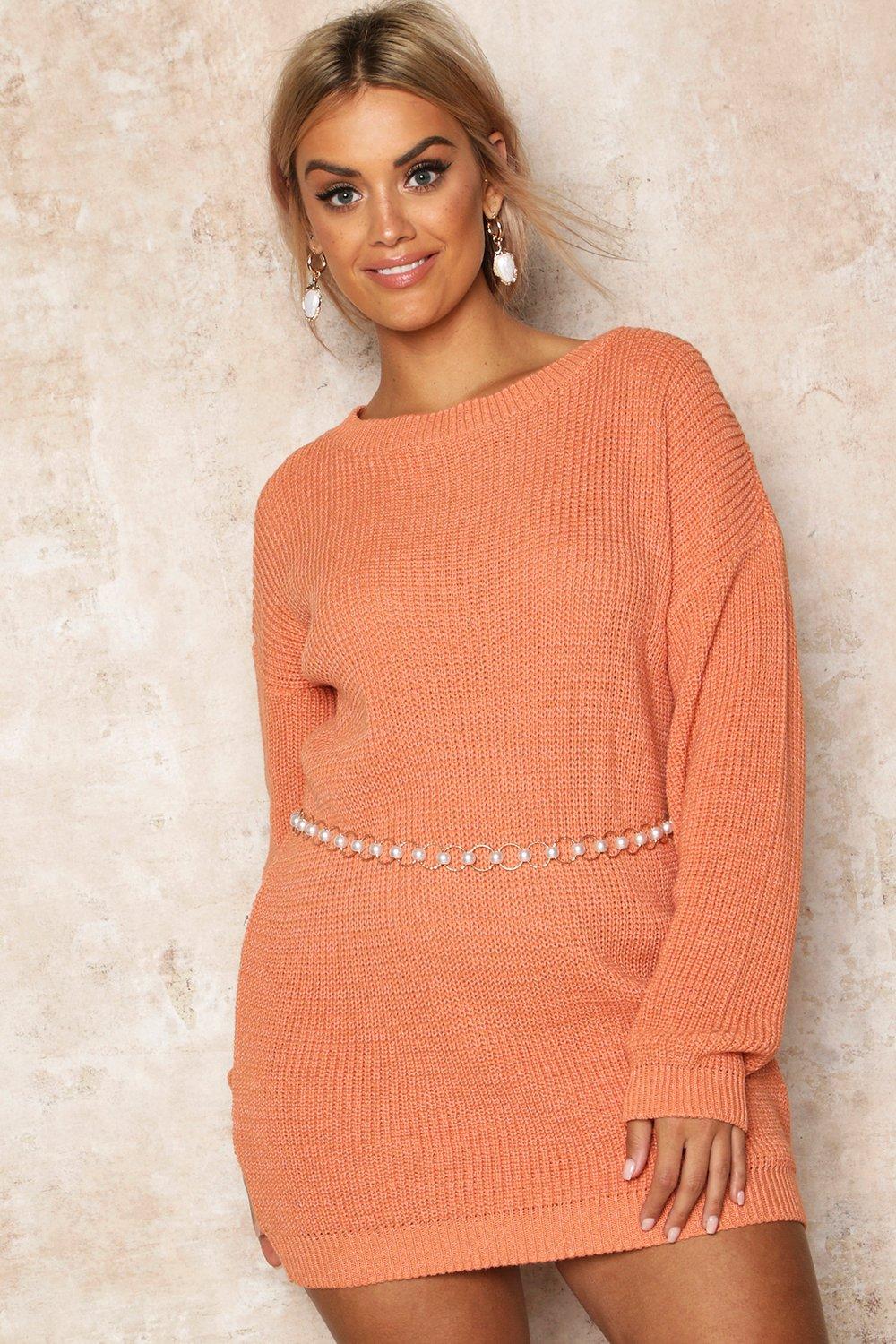 apricot jumper dress