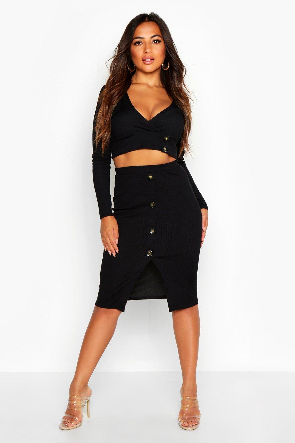 black skirt and top co ord