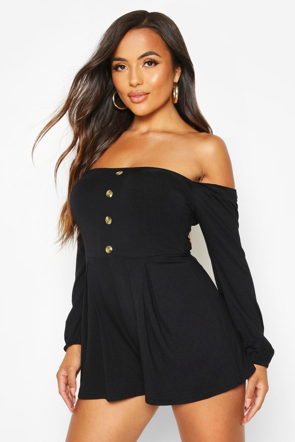 black button up playsuit