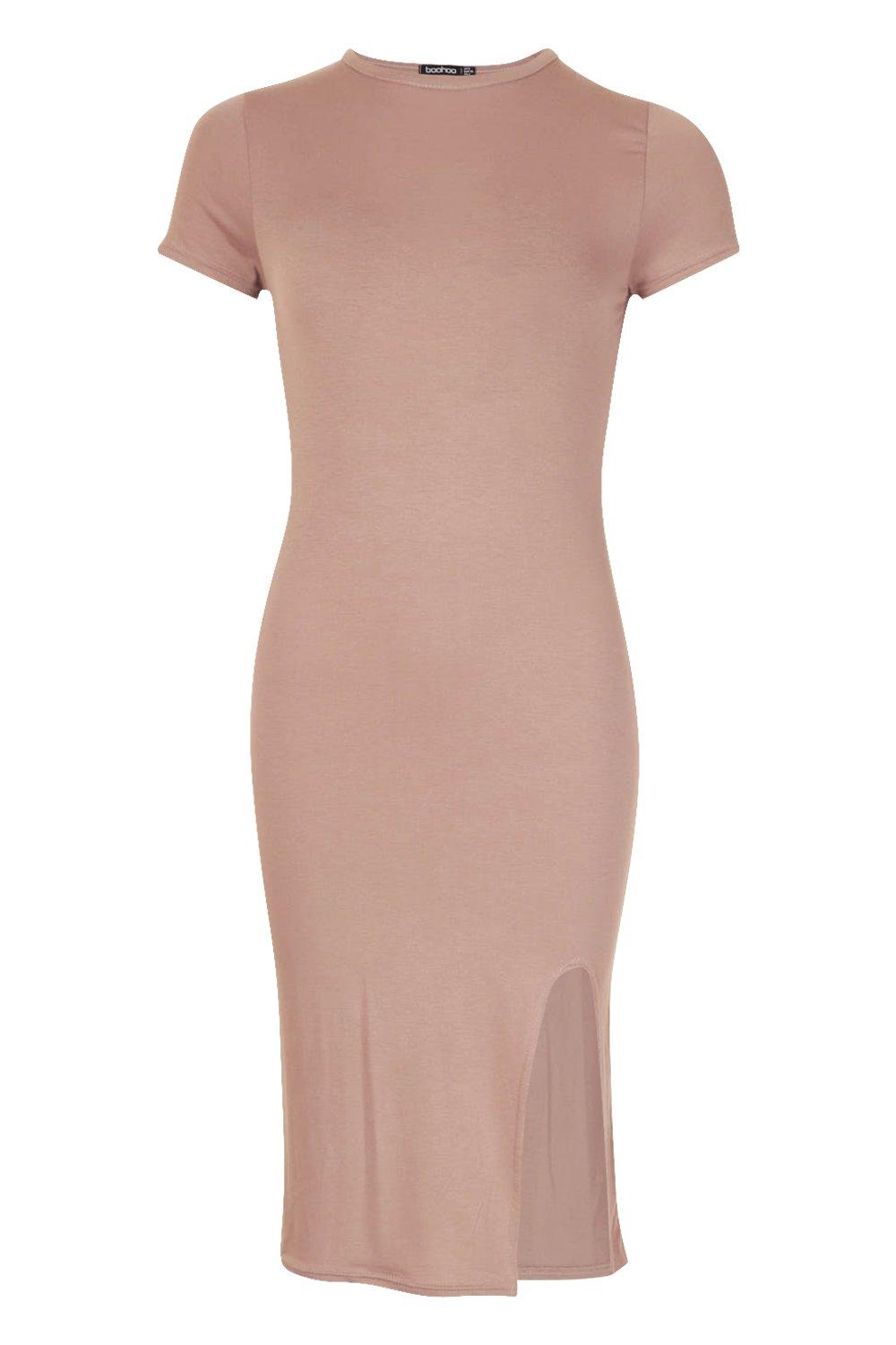 

Petite — Платье-футболка миди с разрезом, Mink, Tall One Shoulder Bodycon Mini Dress, Black