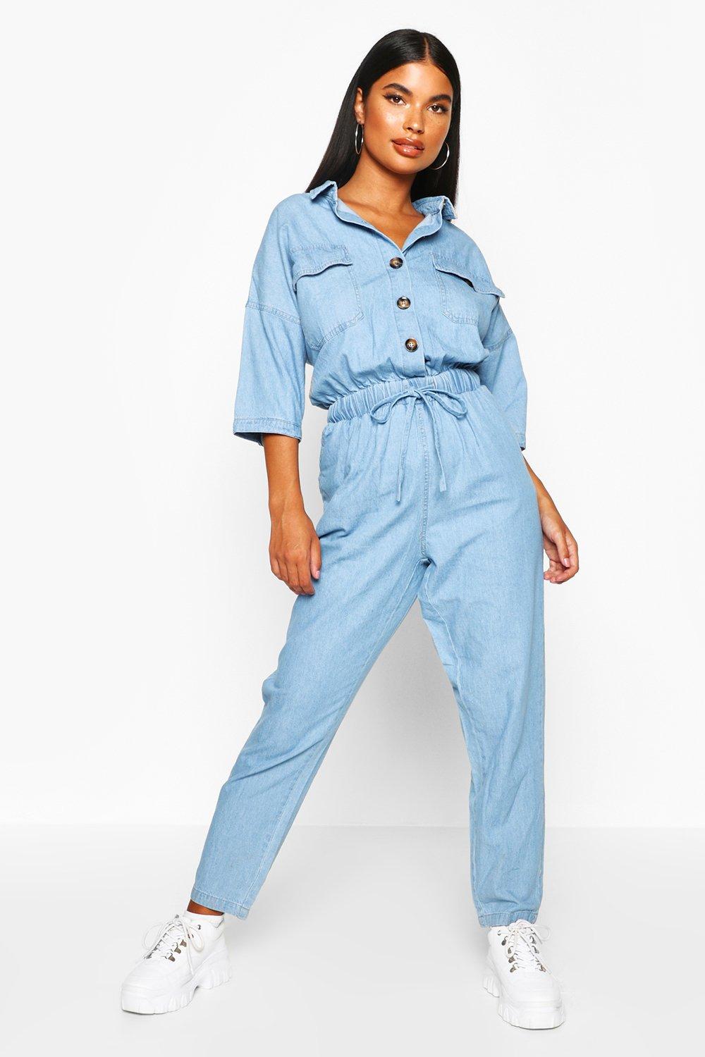 petite denim boiler suit