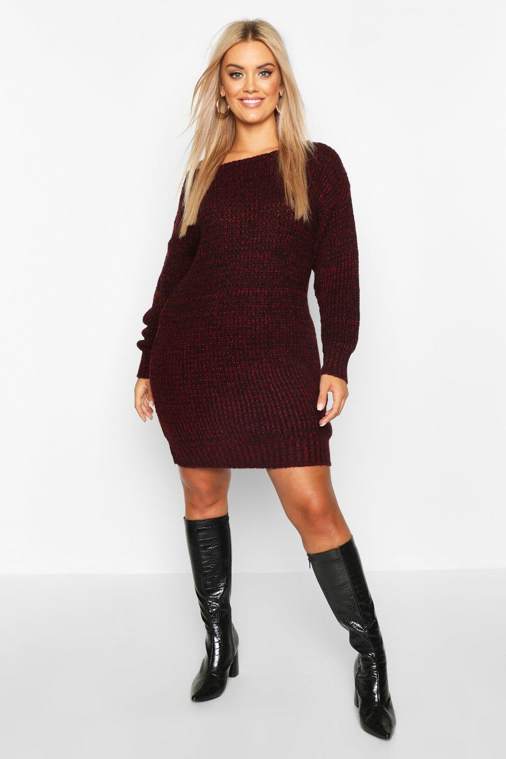jumper dress with knee high boots