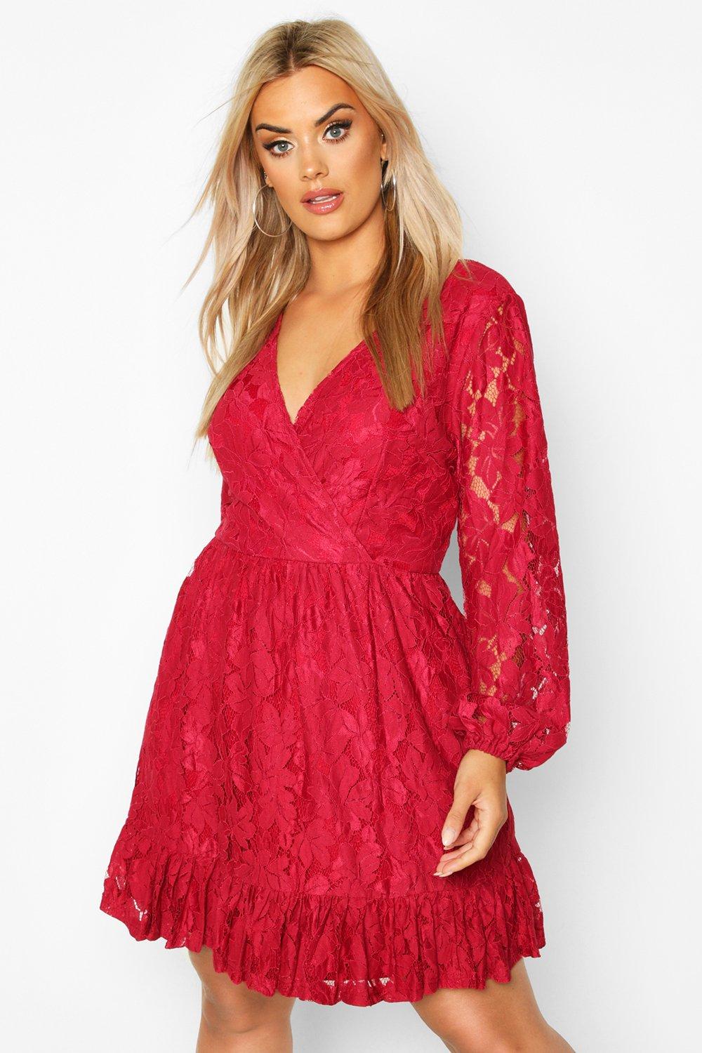 plus lace skater dress