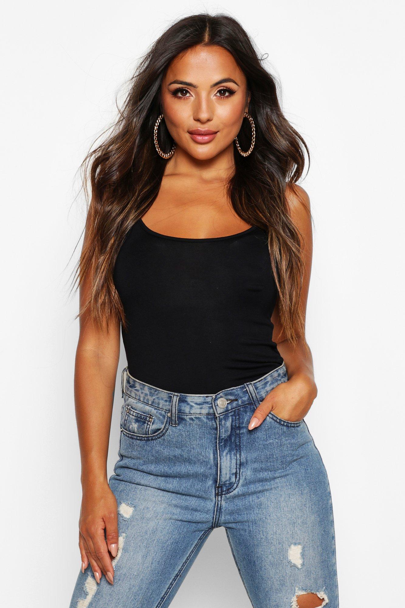 black strappy cami top