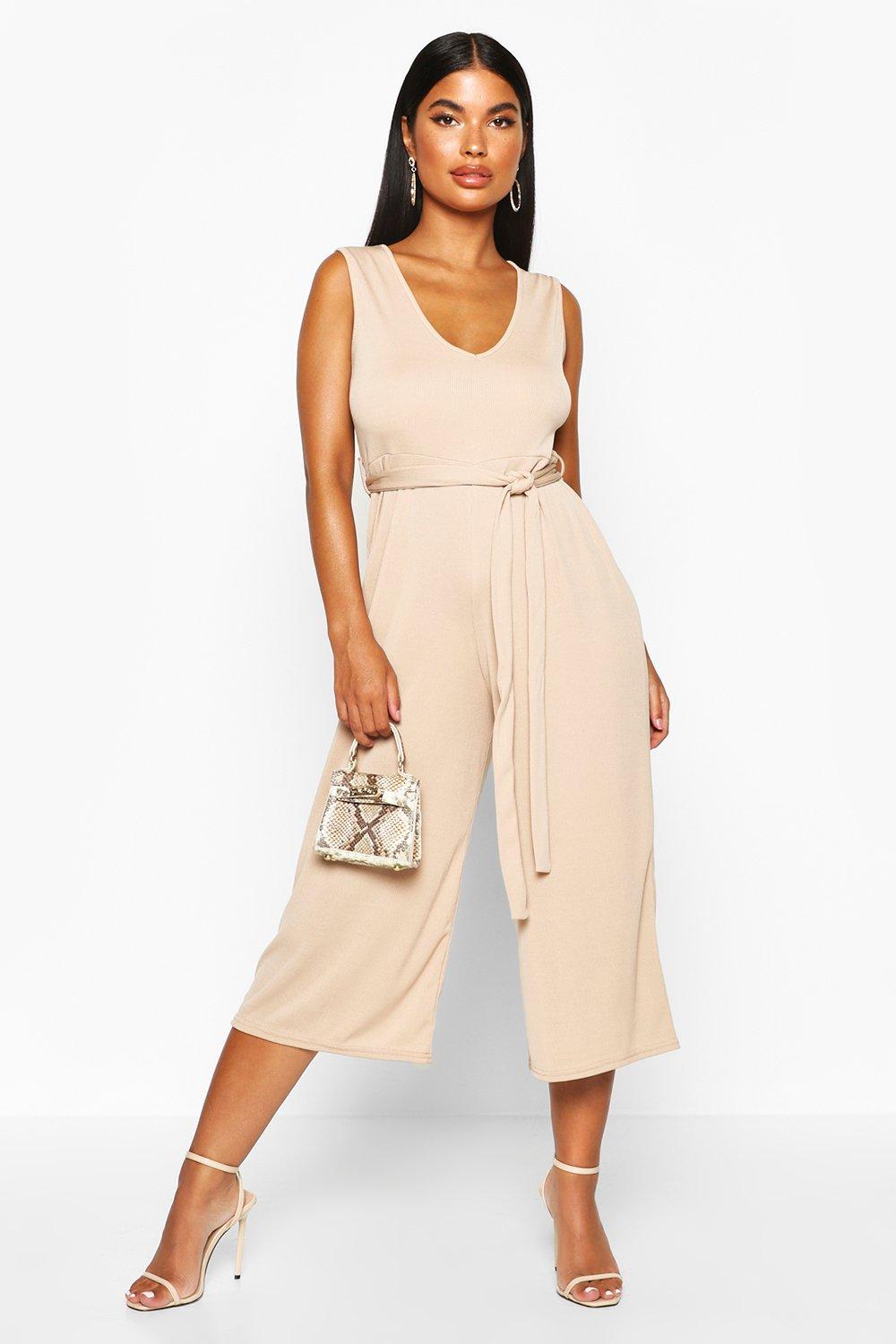 belted culotte jumpsuit