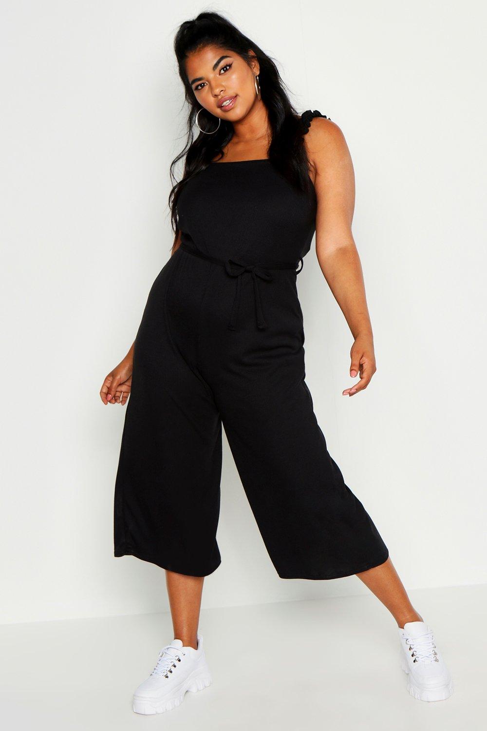 boohoo black culotte jumpsuit