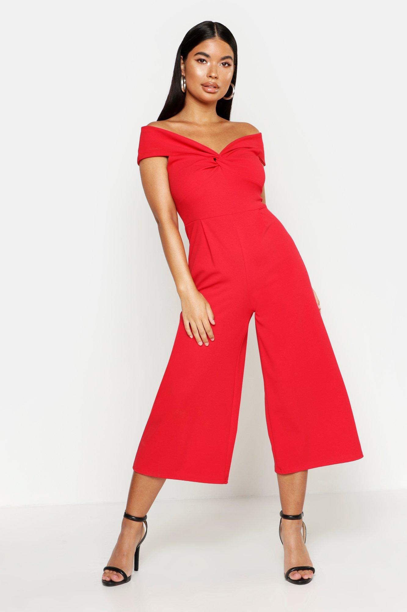 boohoo twist front jumpsuit