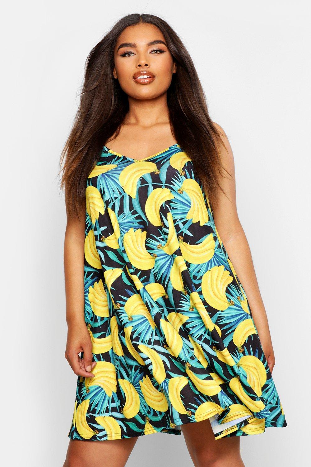 tropical print swing dress