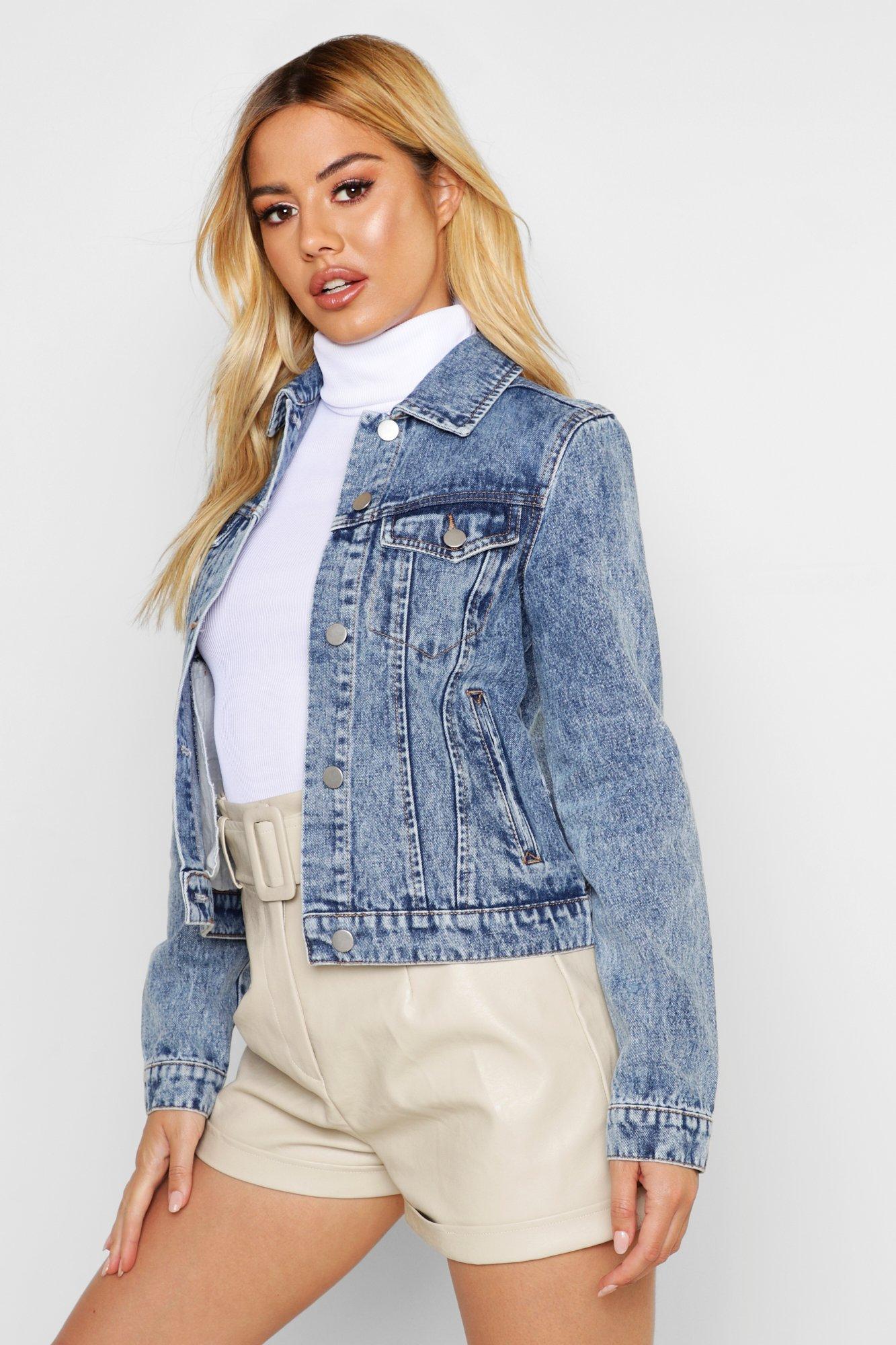 

Petite — Куртка из денима с эффектом кислотной стирки, Blue