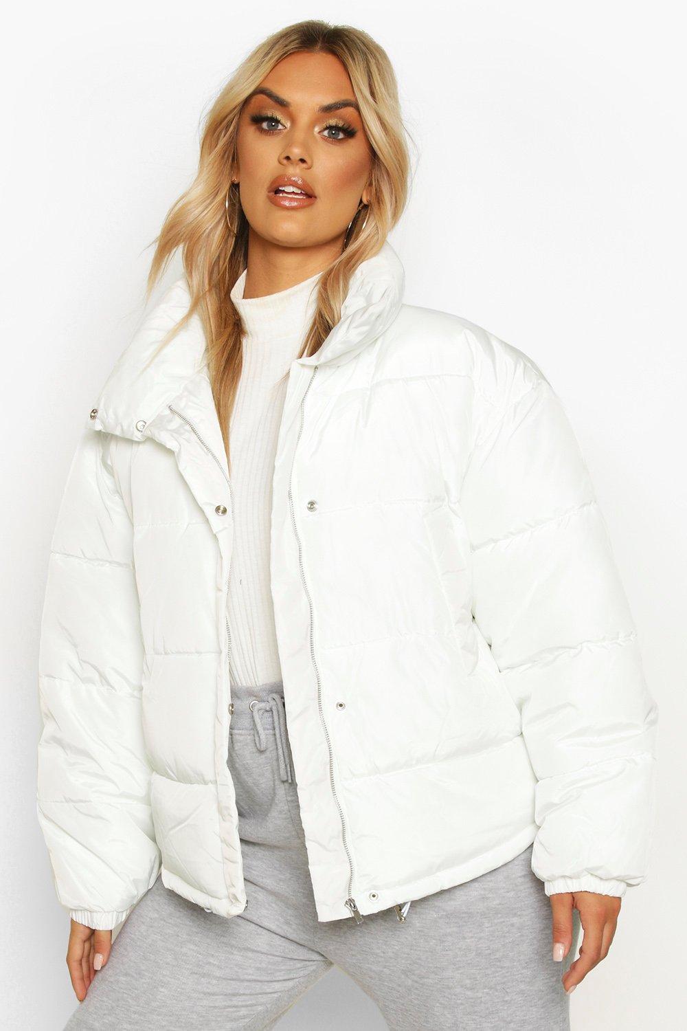 white crop puffer jacket