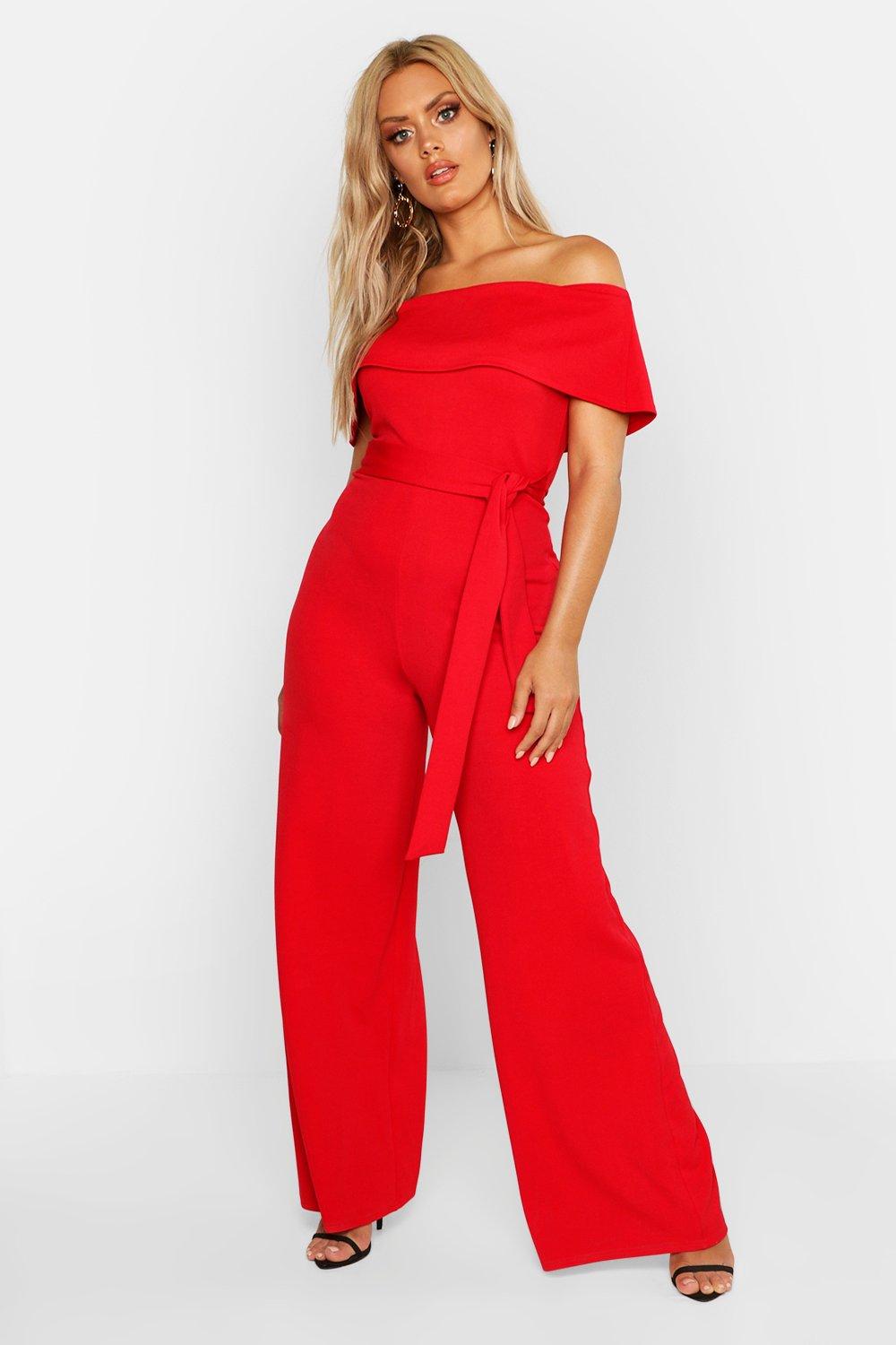 red jumpsuit with belt