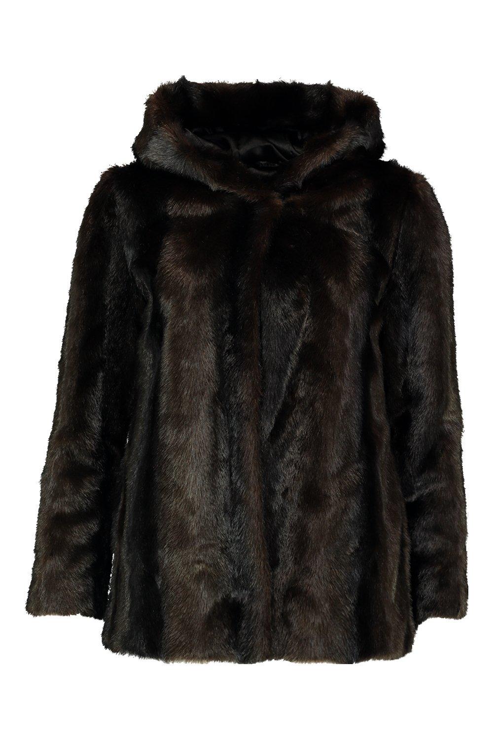 faux fur coat with hoodie