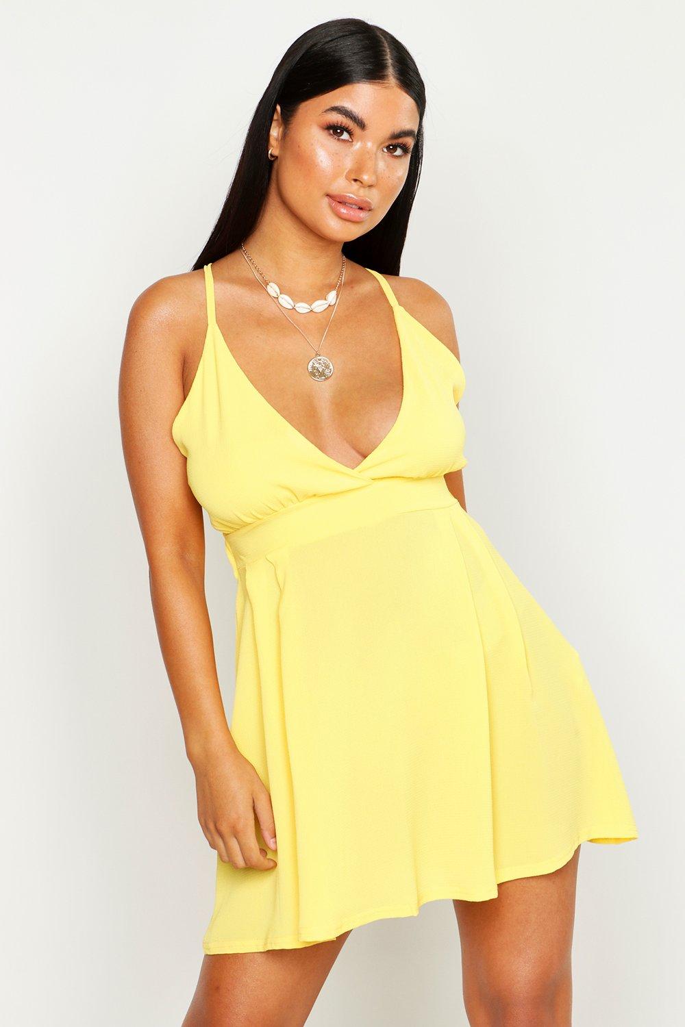 

Petite Woven Plunge Beach Dress, Lemon