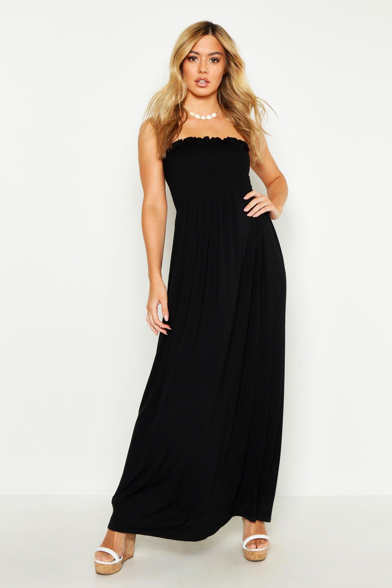 bandeau black maxi dress