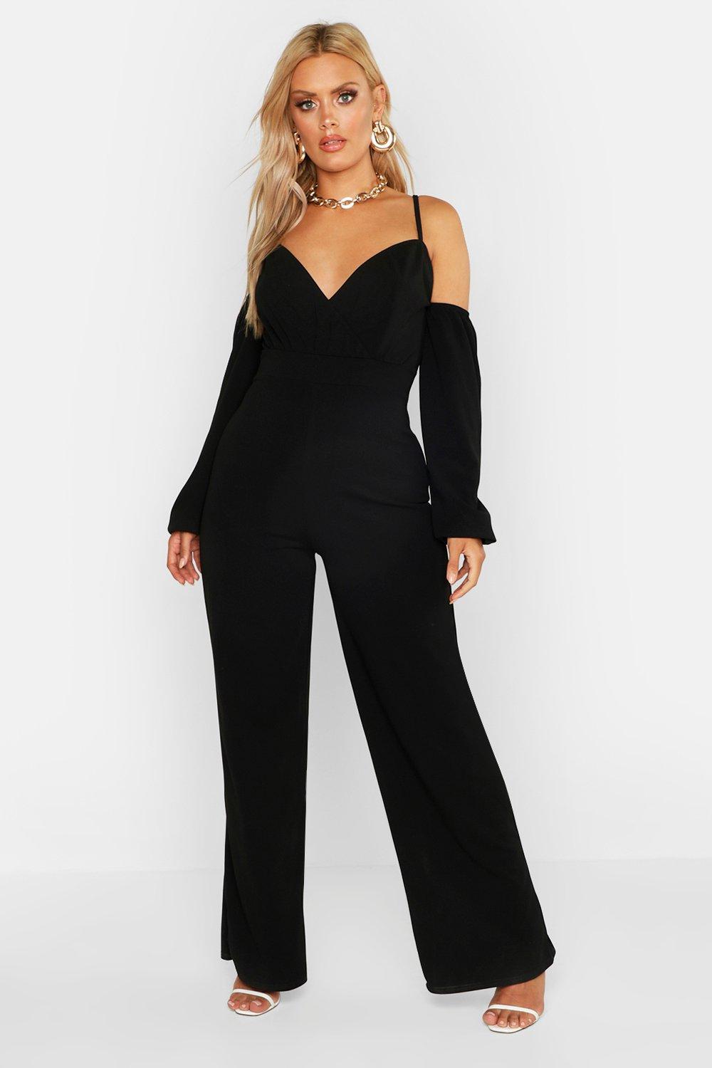 boohoo off the shoulder jumpsuit