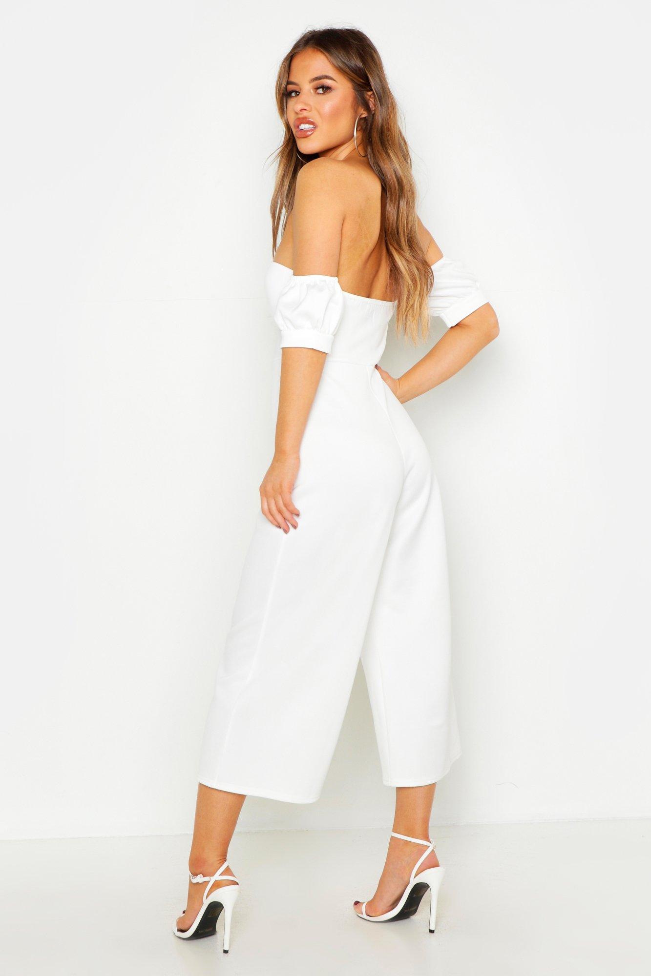 petite off the shoulder jumpsuit