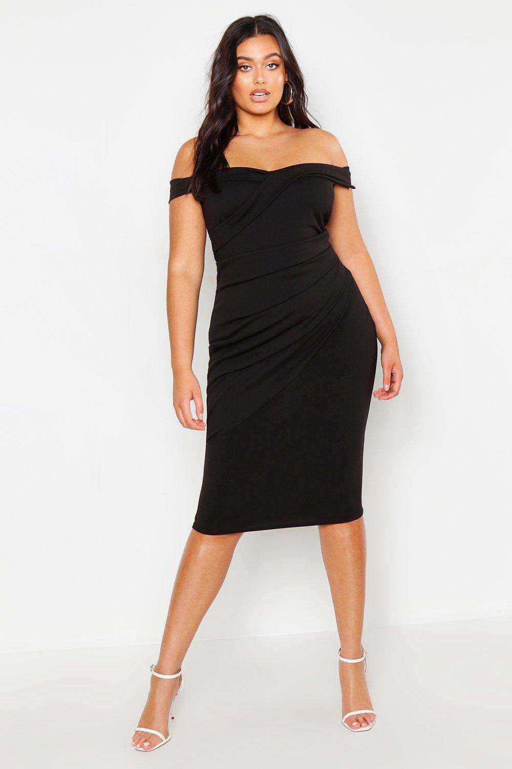 off the shoulder midi dress boohoo