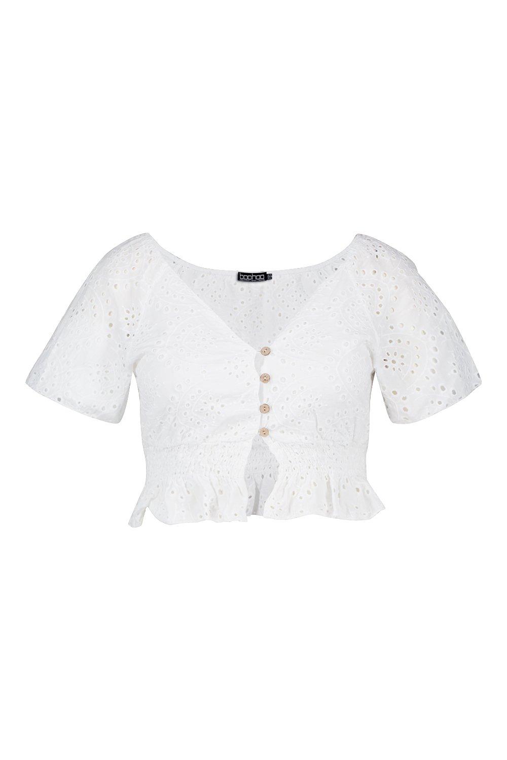 white broderie anglaise top plus size