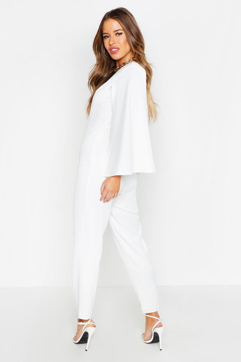 plunging neck cloak sleeve jumpsuit