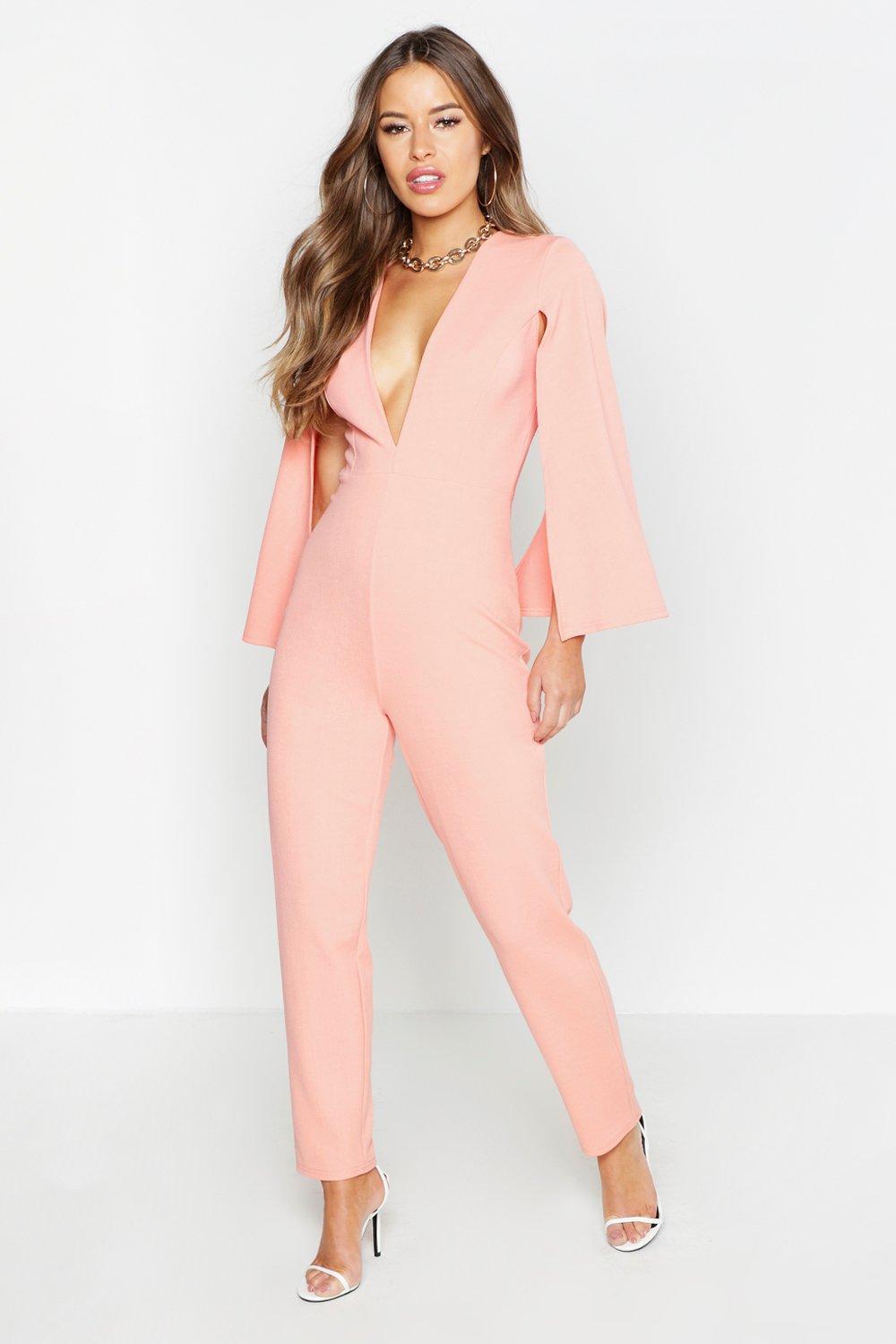 pink jumpsuit with cape