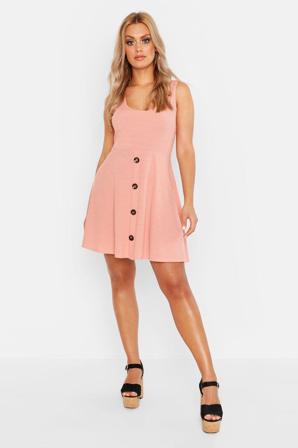 button down skater dress