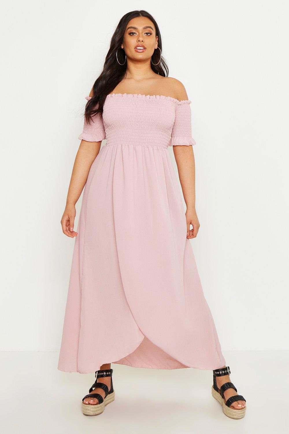 plus off shoulder maxi dress