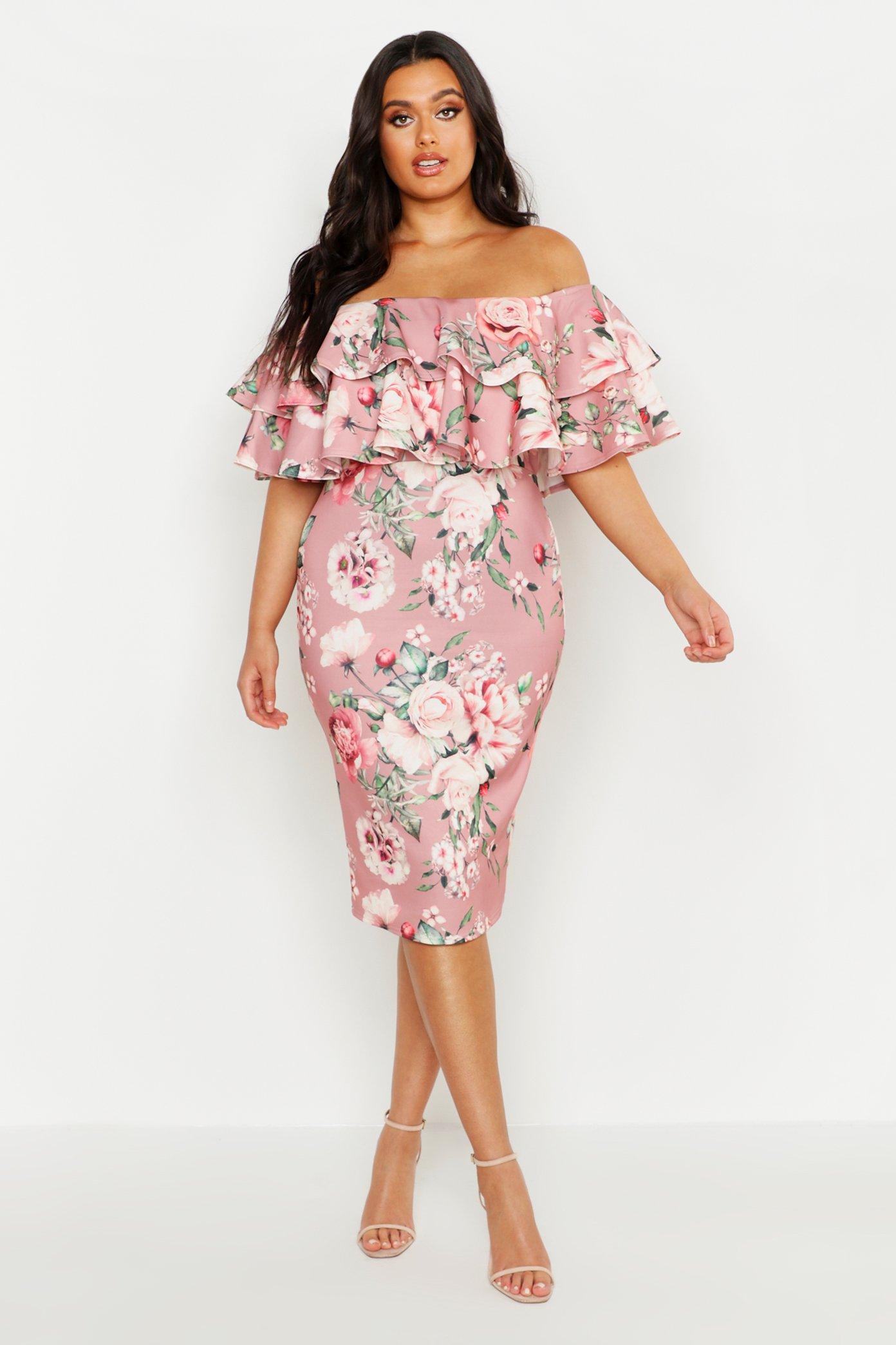 off the shoulder flower dress