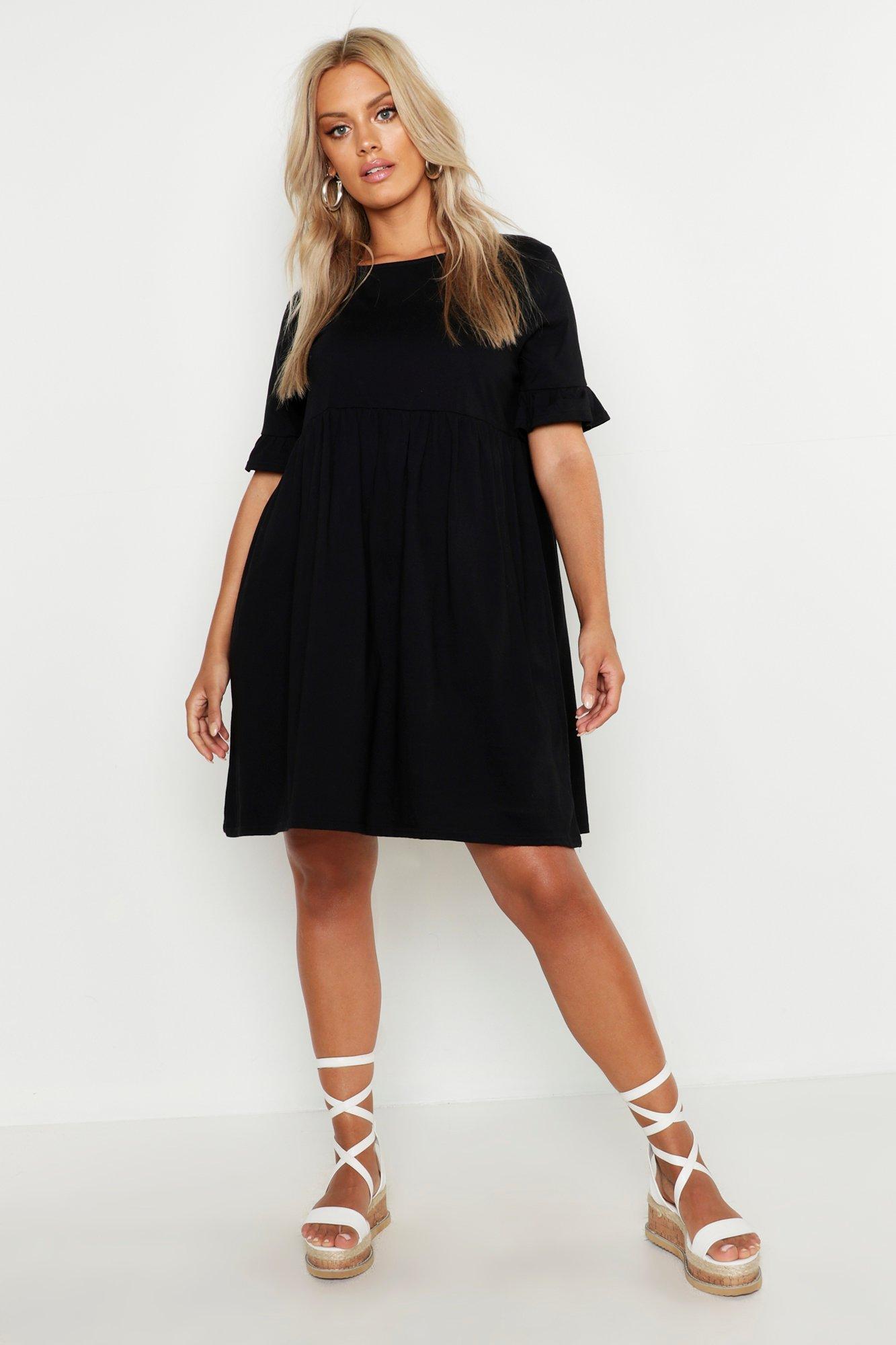 black cotton smock dress