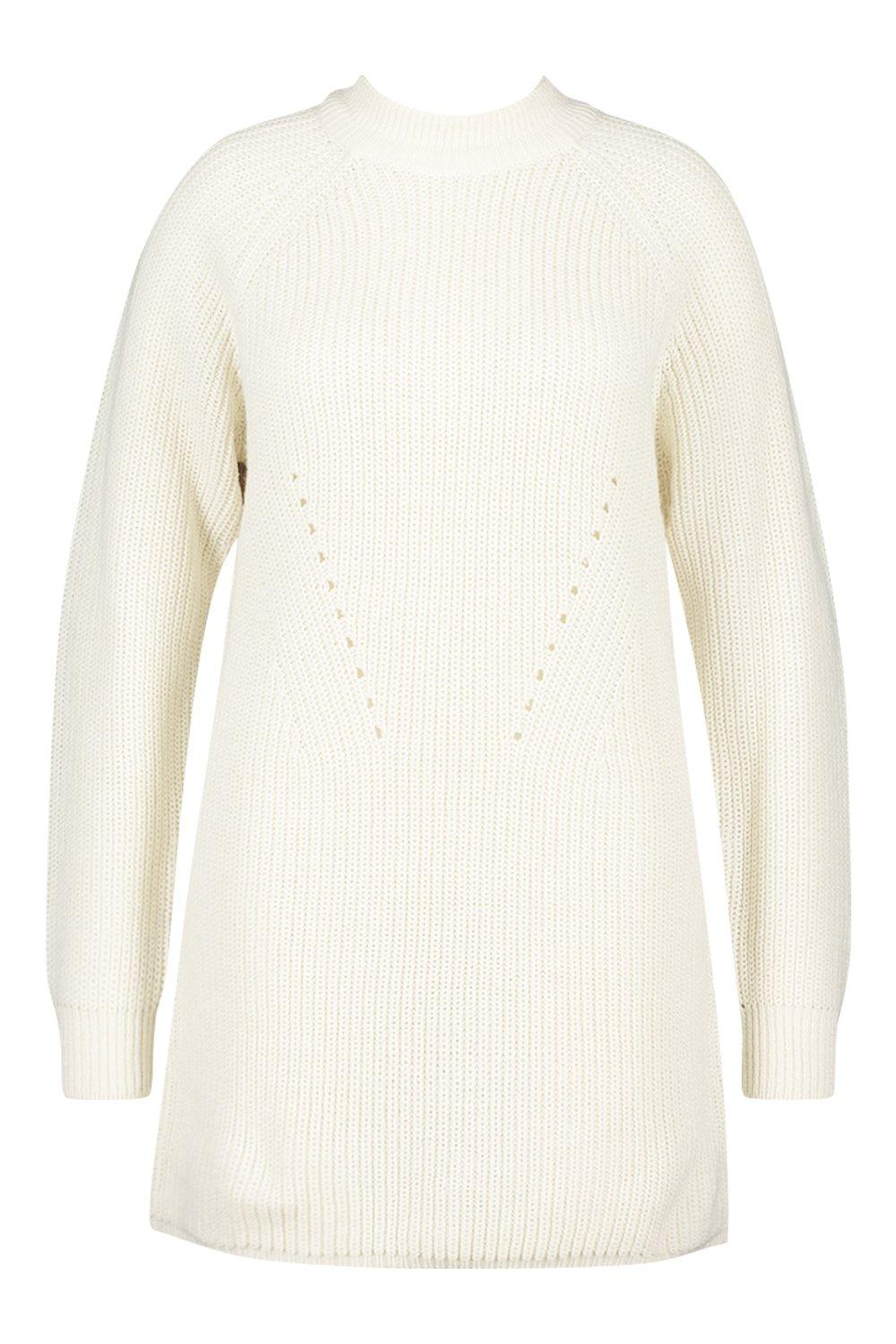 

Из коллекции «Плюс сайз» — Платье-свитер из трикотажа в рубчик, Ivory