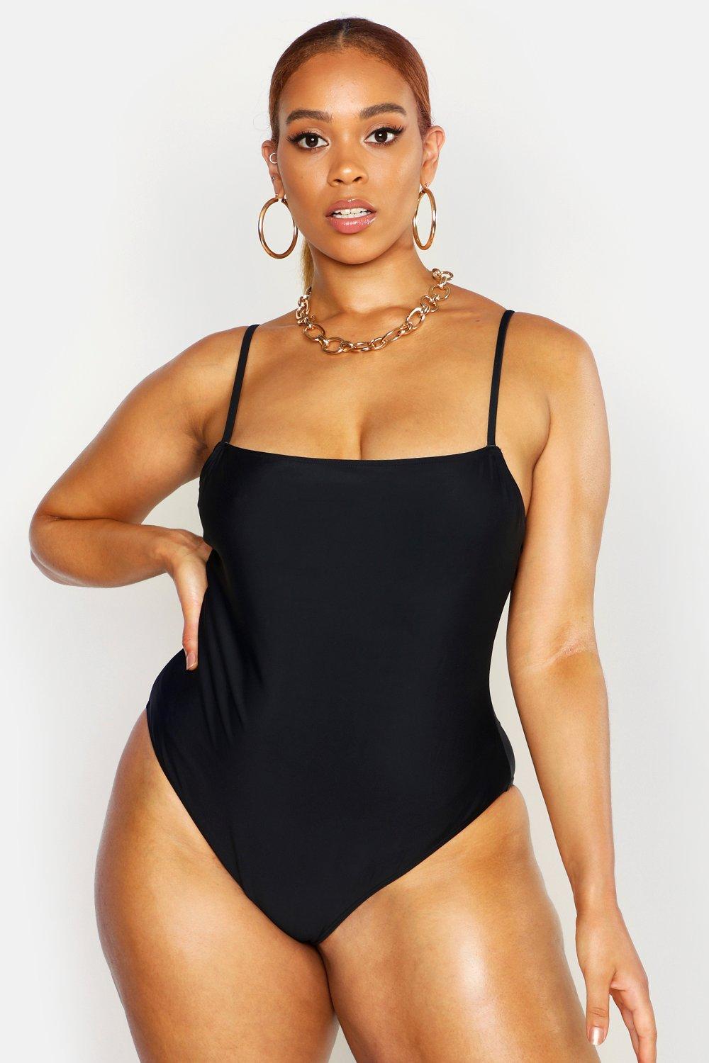 black square neck swimsuit