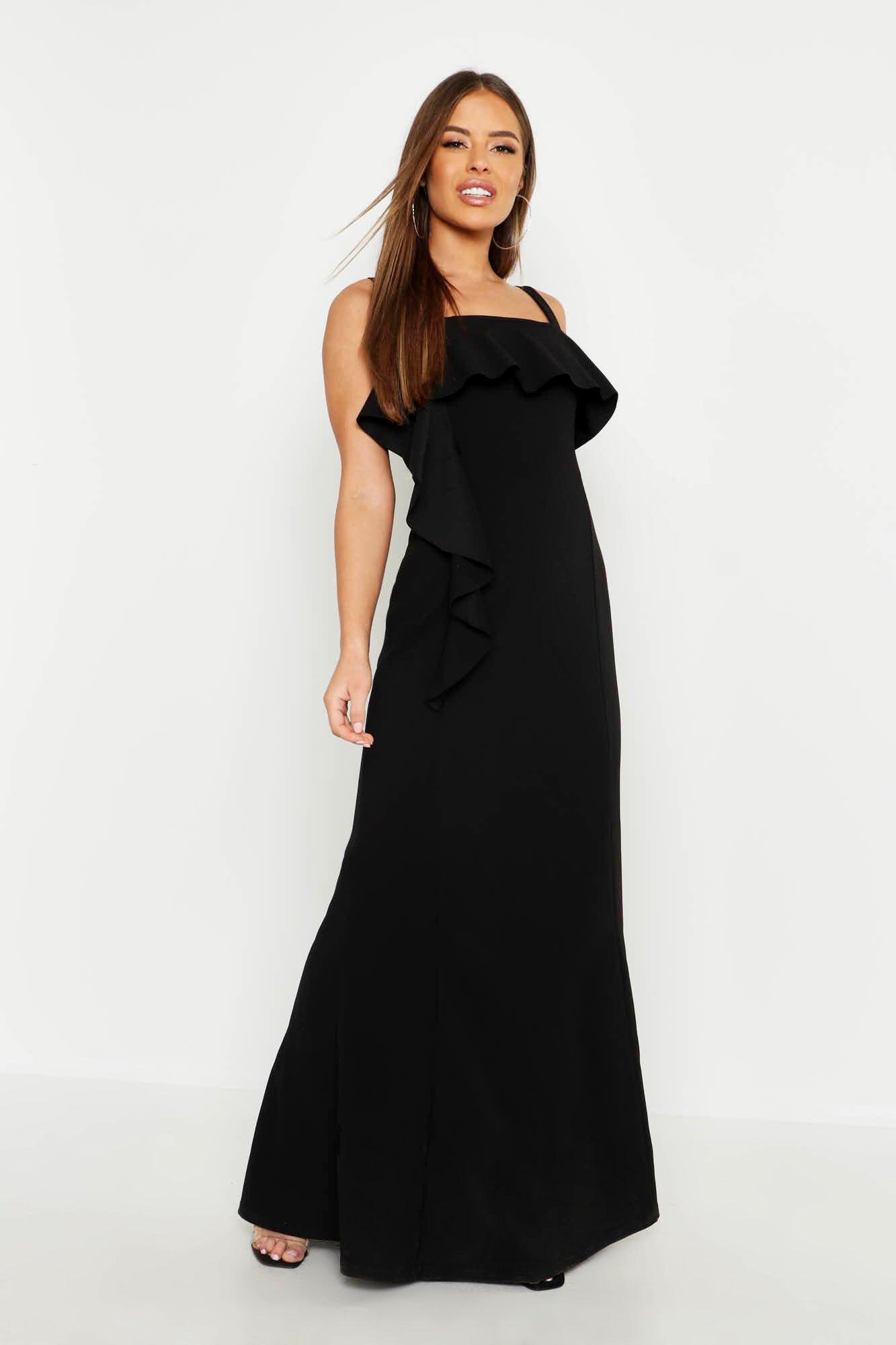 ruffle front maxi dress