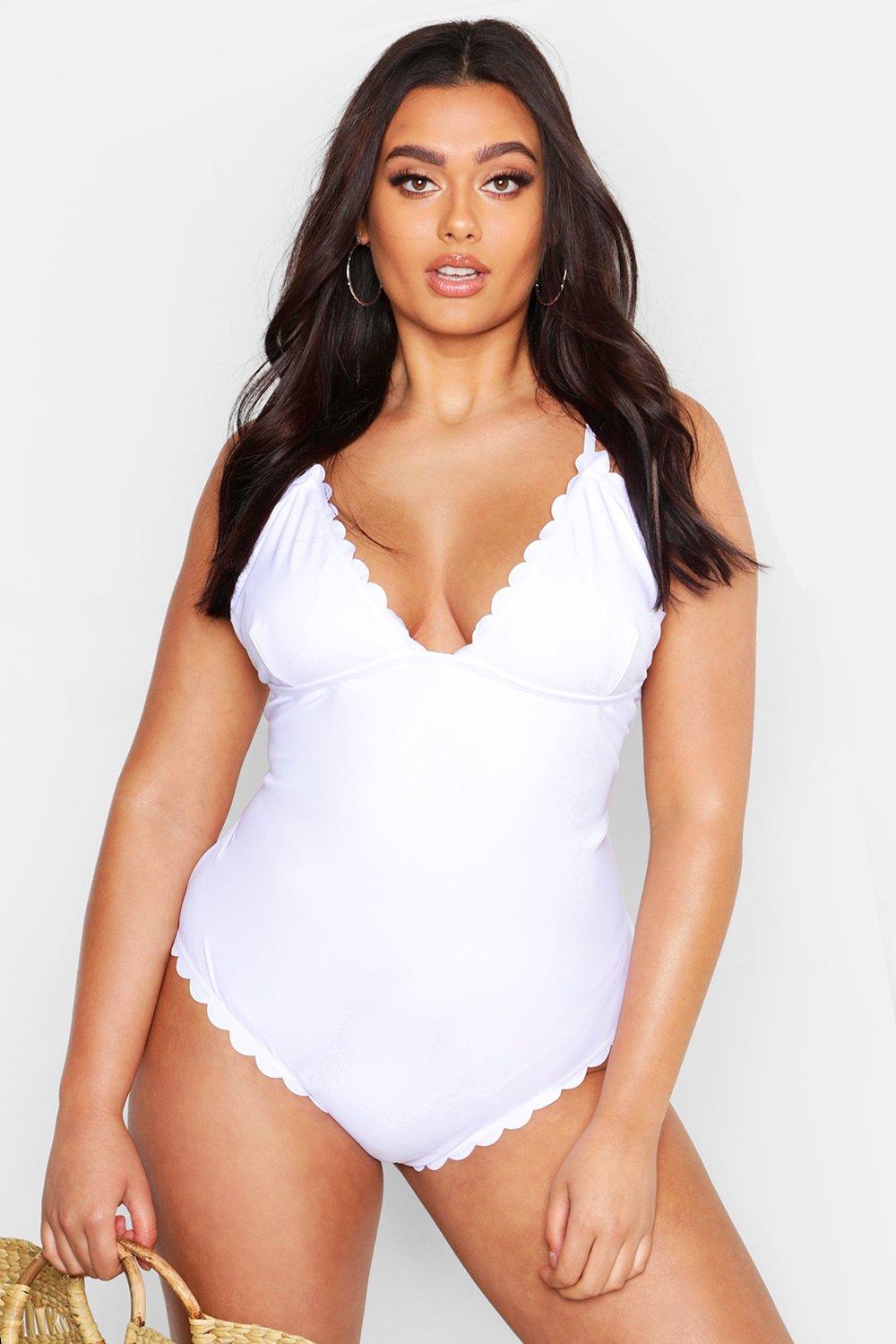 white scallop swimsuit