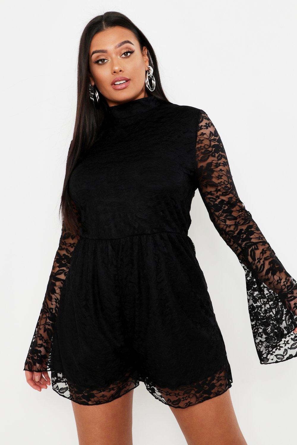 high neck long sleeve playsuit