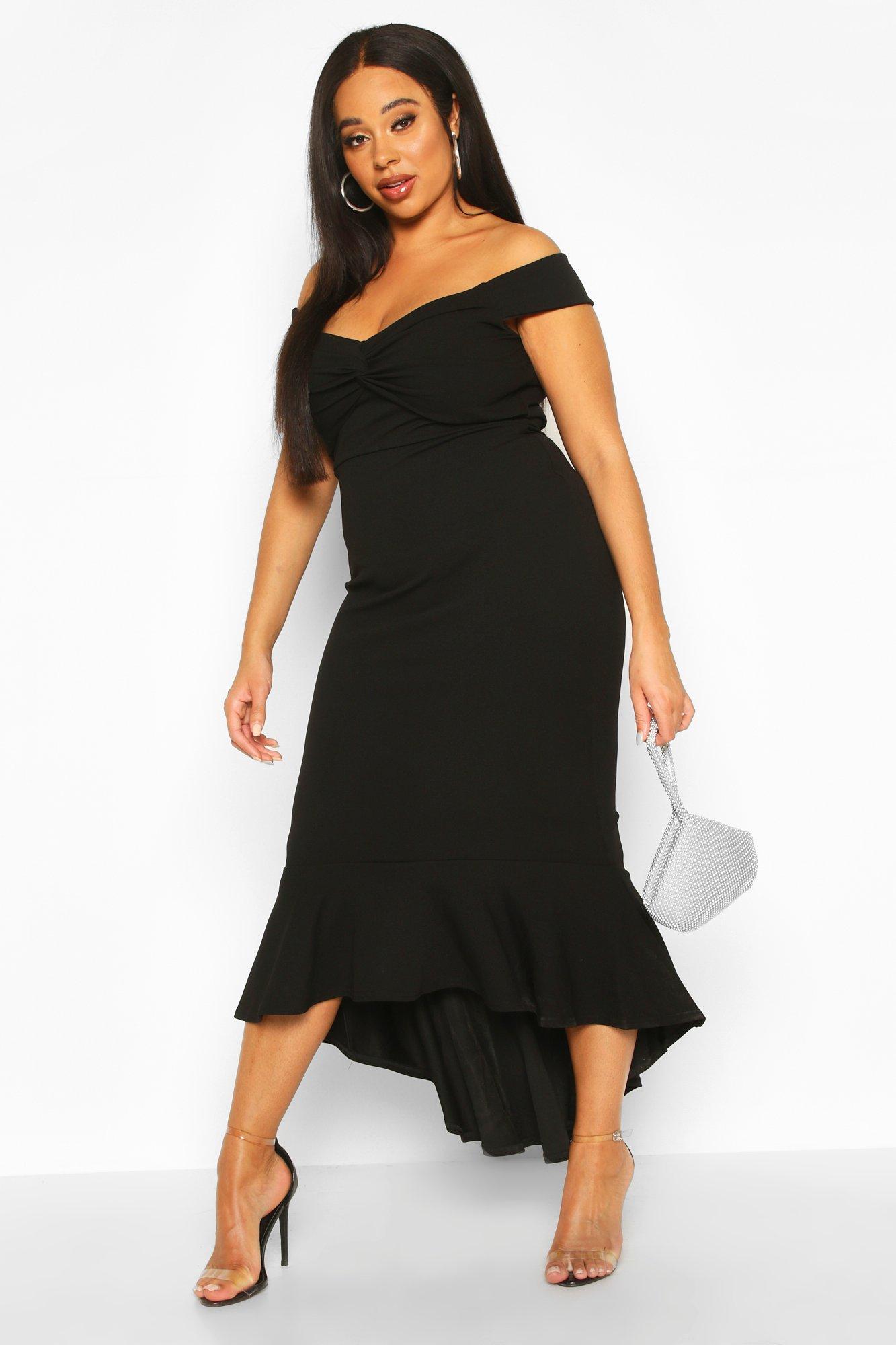 bardot dip hem dress