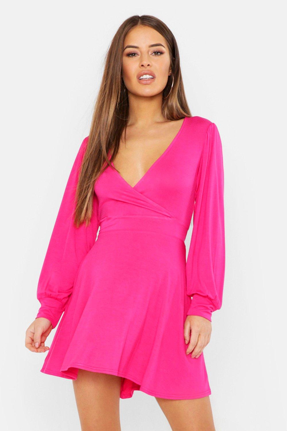 hot pink skater dress