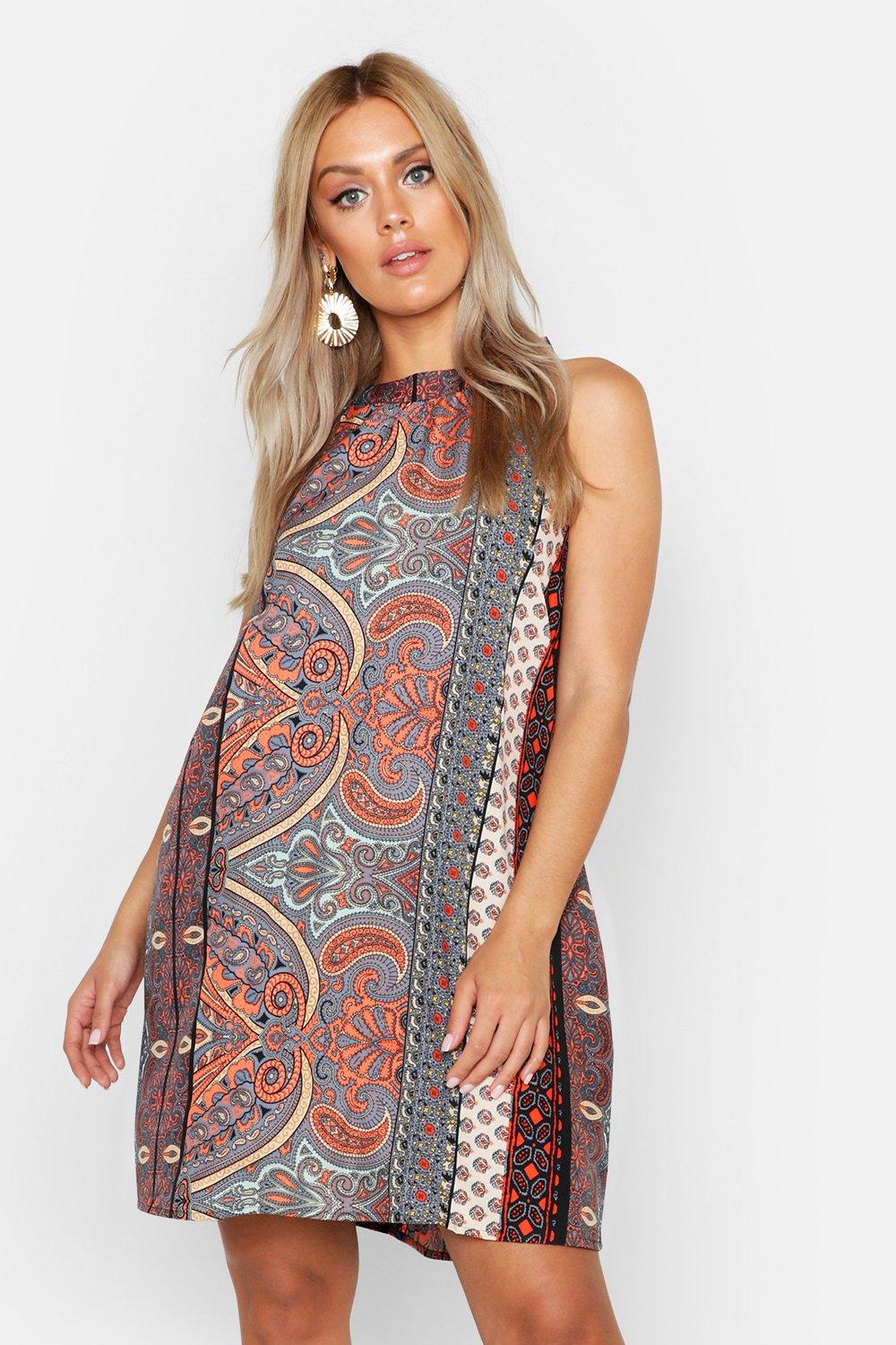 boohoo paisley print midi dress