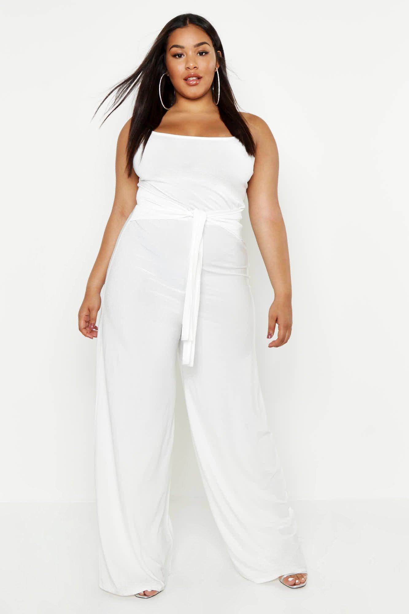 white slinky jumpsuit