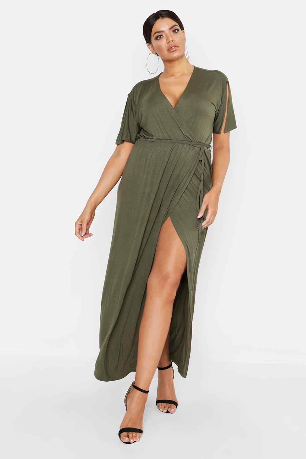 kimono sleeve wrap maxi dress