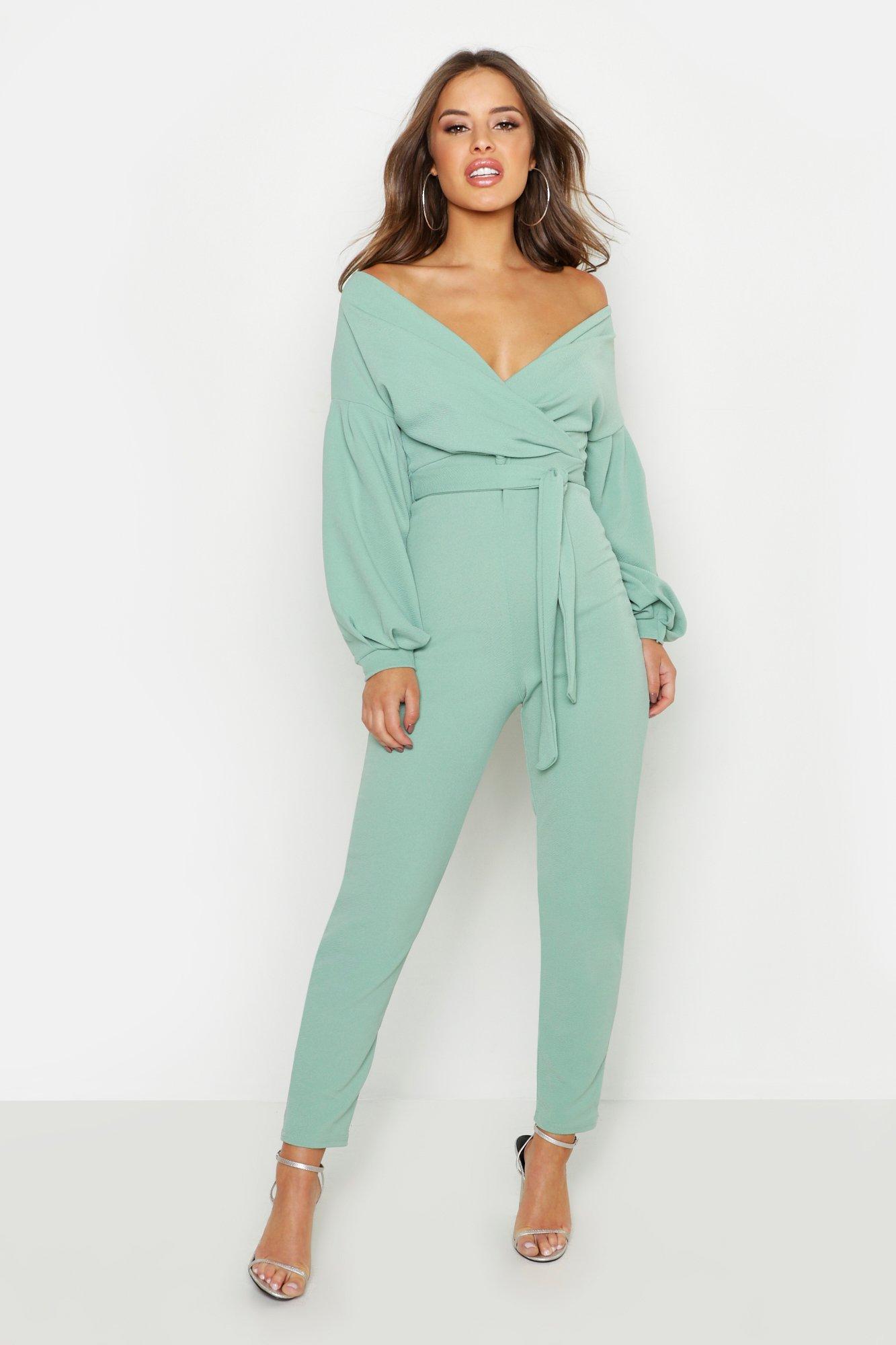 petite off shoulder jumpsuit