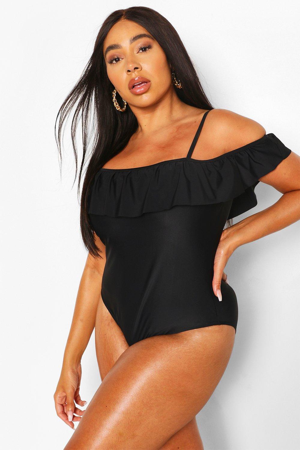 one shoulder frill swimsuit