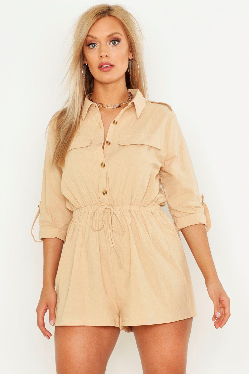 utility playsuit beige
