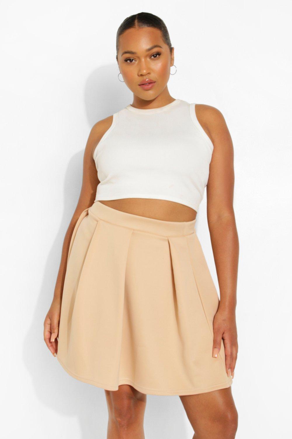 

Plus Scuba Mini Skirt, Stone