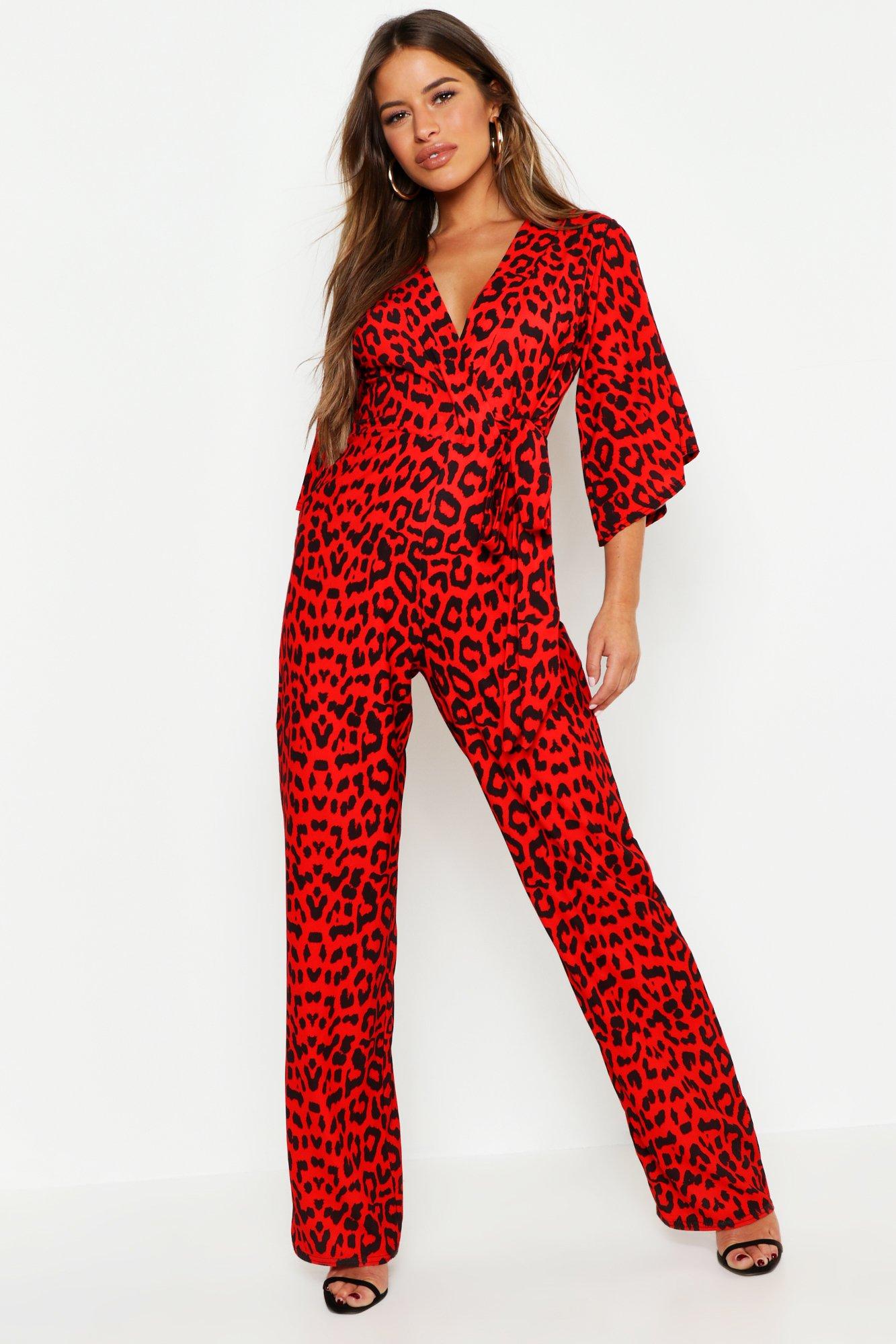 red leopard print jumpsuit