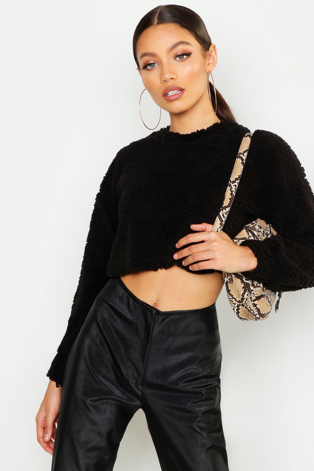 cropped teddy fleece