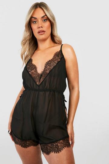 Plus Lace Chiffon Teddy
