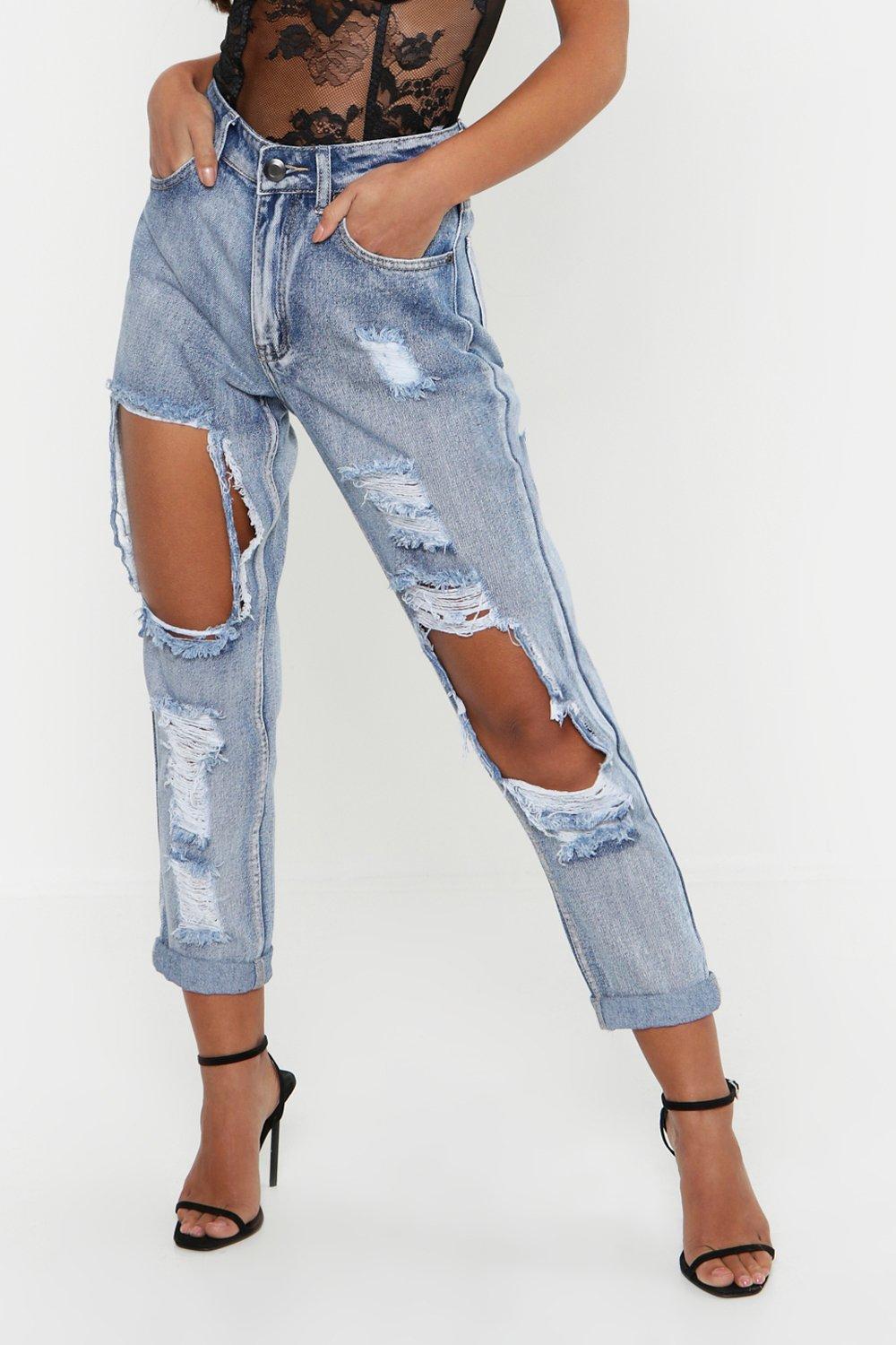 Destroyed Boyfriend Jean White Denim