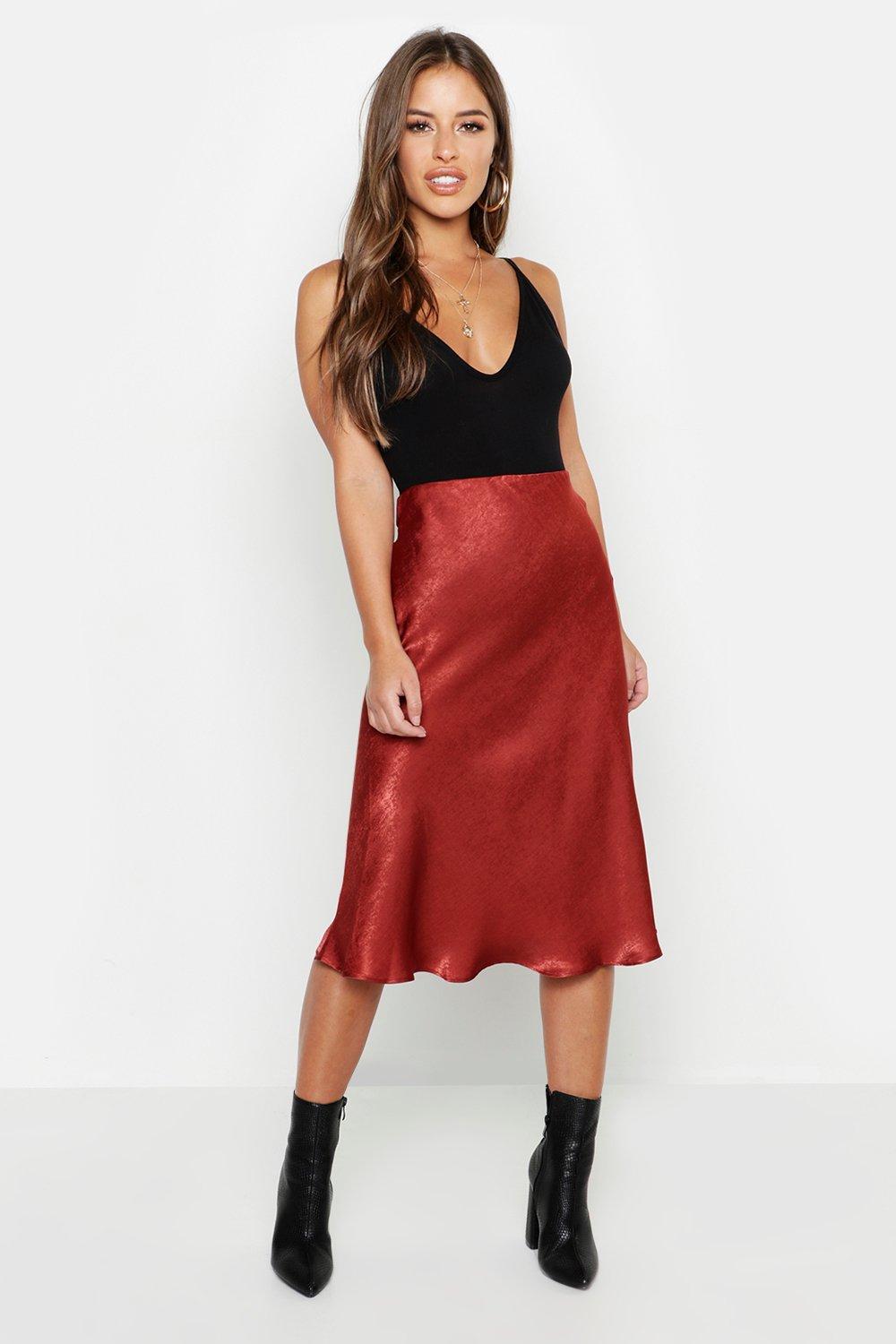 Petite Satin Midi Skirt | Boohoo