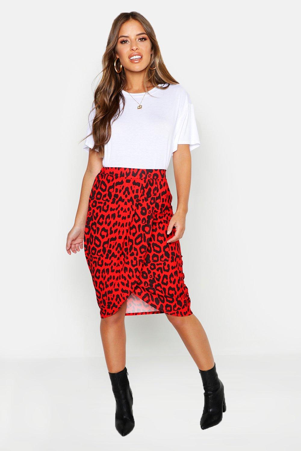 red leopard wrap skirt