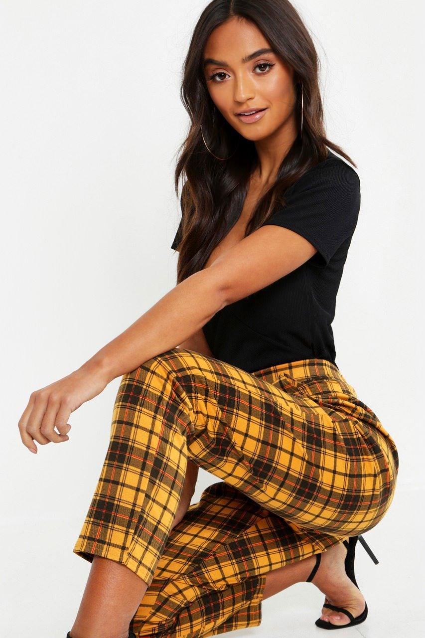 petite checked trousers