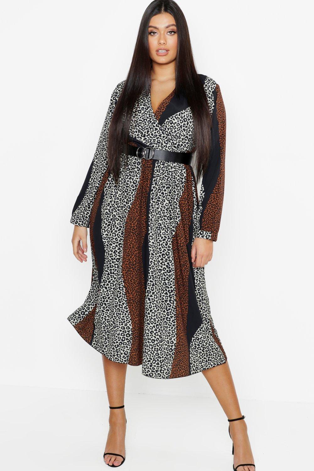 boohoo kimono sleeve midi dress in mixed stripe and floral print